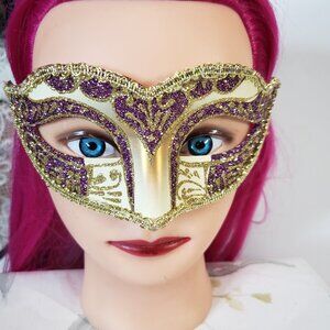 Beautiful Adult Gold Glitter Masquerade Carnival Eye Mask womens